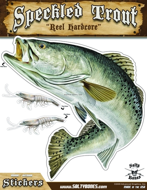 Picture of Salty Bones Mega Decal, 10.5" X 13.5", Speckled Trout (Left Facing)