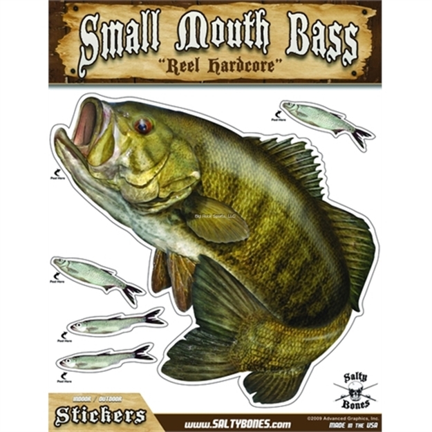 Picture of Salty Bones Mega Decal, 10.5" X 13.5", Smallmouth Bass (Left Facing)