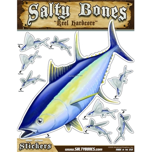 Picture of Salty Bones Mega Decal, 10.5" X 13.5", Yellowfin Tuna (Left Facing)
