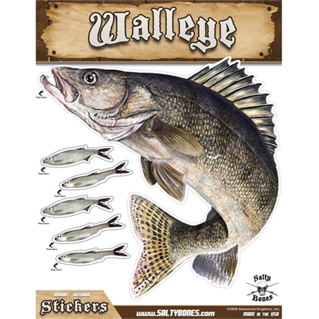 Picture of Salty Bones Mega Decal, 10.5" X 13.5", Walleye (Left Facing)
