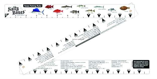 Picture of Salty Bones Folding/Floating Fishing Ruler, 2" X 36", Folds 12", W/Texas Laws