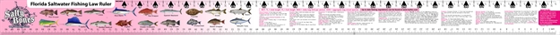 Picture of Salty Bones Vinyl Fishing Ruler With State Laws  Flamingo Pink