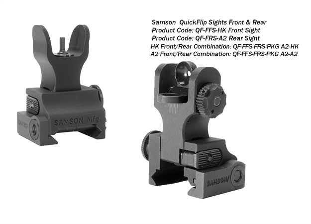 Picture of Samson Qfhka2pkg Quick Flip Folding Sights Front(Hk) & Rear (A2)  Black Anodized For Ar-15 QF-FFS-FRS