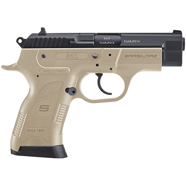 Picture of  Eaa Usa B6c9fd B6c  Compact Frame 9Mm Luger 13+1 3.80" Black Steel Barrel, Black Serrated Steel Slide, Flat Dark Earth Polymer Frame W/Beavertail, Fde Polymer Grip, Right Hand