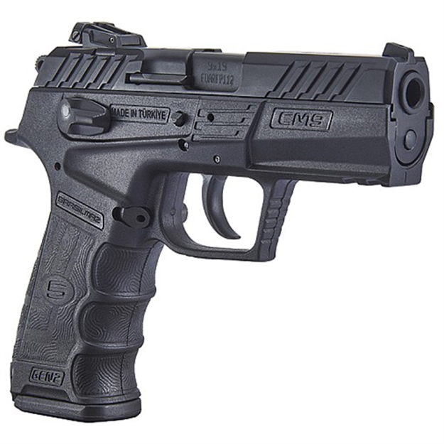 Picture of  Eaa Usa Cm9bl Cm9  9Mm Luger Caliber With 3.80" Barrel, 17+1 Capacity, Overall Black Finish, Picatinny Rail Frame, Serrated Steel Slide & Finger Grooved Interchangeable Backstrap Grip