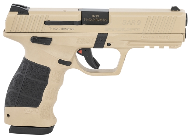 Picture of Eaa Usa Eaa9sa Eaa9 Safari 9Mm Luger Caliber With 3.80" Barrel, 17+1 Capacity, Overall Flat Dark Earth Finish, Picatinny Rail/Finger Grooved Frame, Serrated Steel Slide & Black Polymer Grip CM9BL10