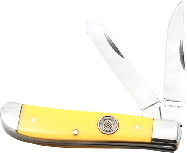 Picture of Sarge Knives Trapper 3 1/2" Yellow Derlin
