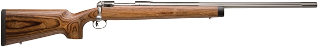 Picture of  Savage Arms 19139 12 Bvss Full Size 308 Win 4+1 26" Stainless Heavy Fluted Barrel, Matte Stainless Steel Receiver Drilled & Tapped ,Satin Brown Fixed Laminate Stock, Right Hand