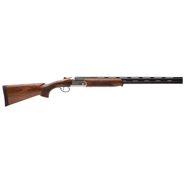 Picture of  Stevens 22594 555 E 28 Gauge Break Open 2.75" 2Rd 26" Black Satin Over/Under Vent Rib Barrel, Engraved Satin Silver Aluminum Receiver, Fixed Satin Turkish Walnut Stock, Ambidextrous