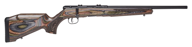 Picture of Savage Arms 70849 B22 Bns-Sr Full Size Bolt Action 17 Hmr 10+1 18" Threaded Barrel, Matte Black Metal Finish & Timber Hardwood Matte Forest Green Laminate Stock 70248