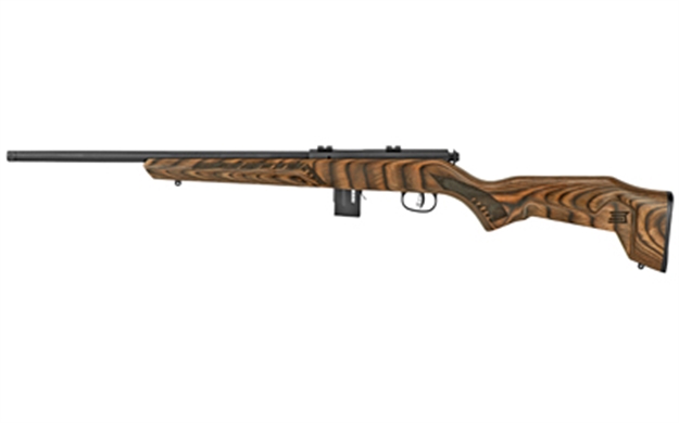 Picture of  Savage Arms 91937 93 Minimalist Full Size 22 Wmr 10+1 18" Matte Black Threaded Barrel, Matte Black Drilled & Tapped Carbon Steel Receiver, Natural Brown Boyd's Minimalist Laminate Stock, Right Hand 062654919374