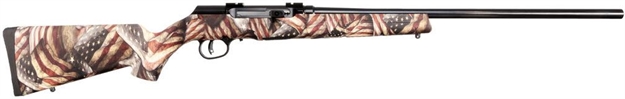 Picture of  Savage Arms 19766 A17  Semi-Auto 17 Hmr Caliber With 10+1 Capacity, 22" Barrel, Matte Black Metal Finish & American Flag Synthetic Stock Right Hand (Full Size)