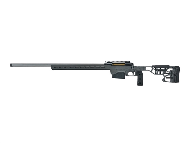 Picture of  Savage Arms 57708 110 Elite Precision 338 Lapua Mag 5+1 30" Matte Stainless, Matte Black Rec, Gray Cerakote Adjustable Mdt Acc Aluminum Chassis Stock, Left Hand (Mb Not Included) 011356577085