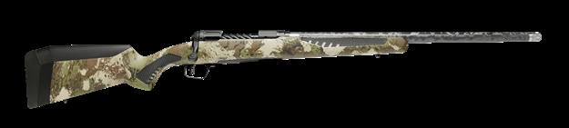 Picture of  Savage Arms 58019 110 Ultralite 28 Nosler 2+1 22" Threaded Carbon Fiber Wrapped Barrel, Black Melonite Rec, Woodland Camo Accustock With Accufit