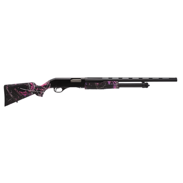 Picture of  Stevens 22561 320 Field Youth 20 Gauge Pump 3" 5+1 22" Matte Black Vent Rib Barrel, Matte Black Aluminum Drilled & Tapped Receiver, Fixed Muddy Girl Synthetic Stock Right, Ambidextrous