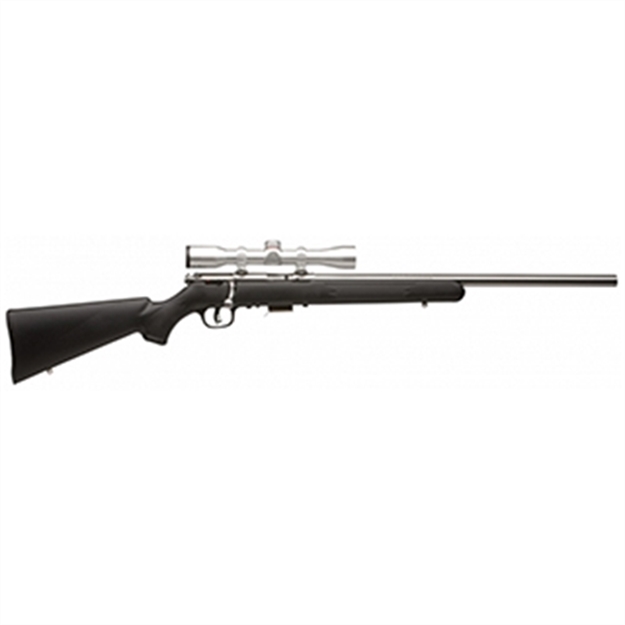 Picture of  Savage Arms 95200 93 Fvss XP Full Size 22 Wmr 5+1 21" Matte Stainless Heavy Barrel, Matte Drilled & Tapped Stainless Steel Receiver, Matte Black Fixed Synthetic Stock, 3-9X40mm Duplex, Right Hand
