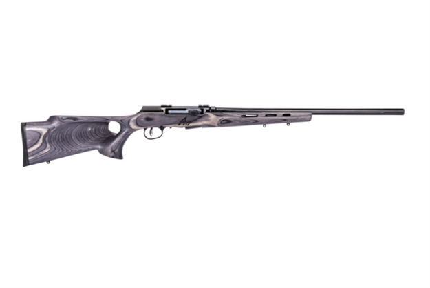 Picture of  Savage Arms 47800 A Series Matte Gray Full Size 17 Wsm 8+1 22" High Luster Heavy Barrel, High Luster Drilled & Tapped Carbon Steel Receiver, Matte Gray Thumbhole Laminate Stock, Right Hand