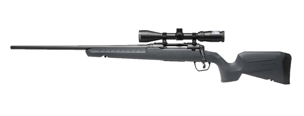 Picture of  Savage Arms 32250 Axis 2 XP Combo Compact 243 Win 4+1 20" Matte Black Heavy Sporter Barrel & Drilled & Tapped Carbon Steel Receiver, Fixed Matte Gray Synthetic Stock, Left Hand, Boresighted 3-9X40mm