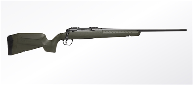 Picture of  Savage Arms 32106 Axis 2 Compact 243 Rem 4+1 20" Matte Black Heavy Sporter Barrel, Matte Black Drilled & Tapped Carbon Steel Receiver, Fixed OD Green Synthetic Stock, Right Hand