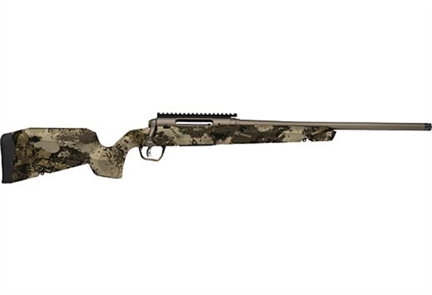 Picture of  Savage Arms 32319 Axis 2 Pro 7Mm-08 Rem 4+1 20" Gun Metal Bronze Cerakote Heavy Sporter Threaded Barrel & Picatinny Rail Carbon Steel Receiver, Fixed Western Camo Synthetic Stock, Right Hand