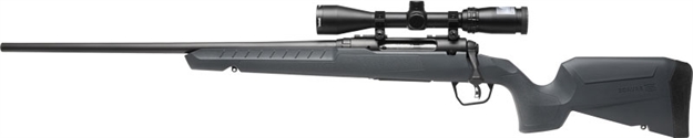 Picture of  Savage Arms 32250 Axis 2 XP Combo Compact 243 Win 4+1 20" Matte Black Heavy Sporter Barrel & Drilled & Tapped Carbon Steel Receiver, Fixed Matte Gray Synthetic Stock, Left Hand, Boresighted 3-9X40mm