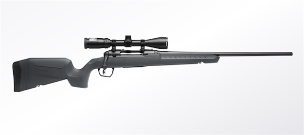 Picture of  Savage Arms 32230 Axis 2 XP Combo Compact 243 Win 4+1 20" Matte Black Heavy Sporter Barrel & Drilled & Tapped Carbon Steel Receiver, Fixed Matte Gray Synthetic Stock, Right Hand, Boresighted 3-9X40mm