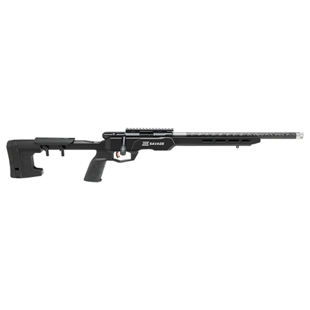 Picture of  Savage Arms 70256 B22 Precision Lite Bolt 22 LR 18" Carbon Fiber Wrapped Barrel 10+1 Black Rec Black Adjustable Mdt Aluminum Chassis Stock Black Polymer Grip Right Hand