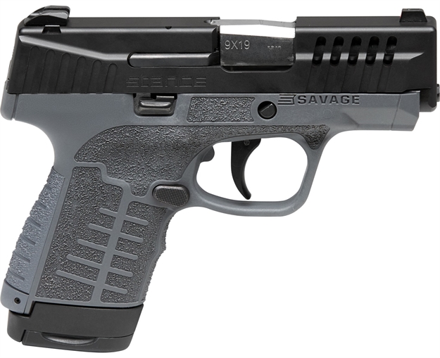 Picture of  Savage Arms 67011 Stance  9Mm Luger 8+1 3.20" Stainless Steel Barrel, Black Nitride Ported/Serrated Steel Slide, Gray Polymer Frame, Interchangeable Backstrap Grip, Ambidextrous