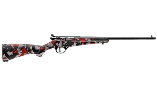 Picture of  Savage Arms 13801 Rascal  Youth 22 LR 1Rd 16.13" Satin Black Sporter Barrel, Satin Black Carbon Steel Receiver, American Flag Fixed Synthetic Stock, Right Hand