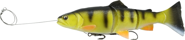 Picture of River2sea, Llc Pre Rigged 3D Line Thru Trout Segmented Swimbait 10", 6 1/3 OZ Slow Sink,Yellow Perch