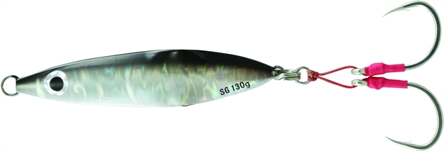 Picture of Savage Gear Squish Erratic Fall Deep Drop Jig 8/0 Hook, Dirty Silver/Lumo, 4 3/4", 160 Grams, Flutter Sinking