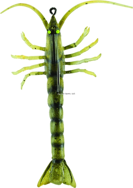 Picture of Savage Gear Tpe 3D Shrimp W/Exposed Hook, Avocado, 4", 3/8 Oz, Sinking, 2+1 PC