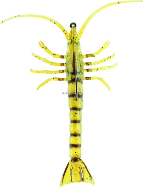Picture of Savage Gear Tpe 3D Shrimp W/Exposed Hook, Golden, 4", 3/8 Oz, Sinking, 2+1 PC