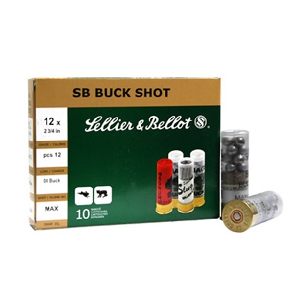 Picture of  Sellier & Bellot Sb12bse Hunting  12Gauge 2.75" 12Pellets 1 1/4Oz 00Buck Shot 10 Box/25 Case