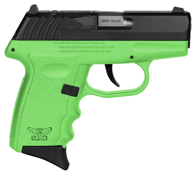 Picture of Sccy Industries Cpx3cblgrdrg3 Cpx-3 RD 380 Acp 10+1 2.96" Lime Green Polymer/Serrated Black Nitride Stainless Steel Slide/Finger Grooved Lime Green Polymer Grip CPX-3CBLGRDRG3