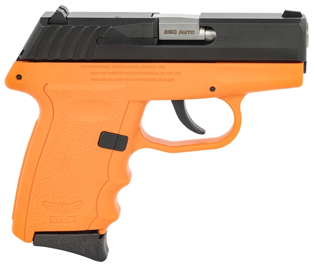 Picture of Sccy Industries Cpx-3Cbor Cpx-3  380 Acp 10+1 3.10" Orange Polymer Serrated Black Nitride SS Slide Finger Grooved Orange Polymer Grip CPX-3CBORG3