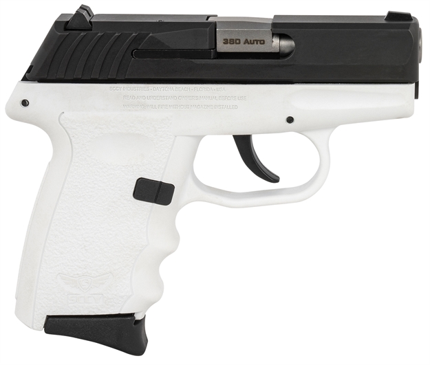 Picture of Sccy Industries Cpx-3Cbwt Cpx-3  380 Acp 10+1 3.10" White Polymer Serrated Black Nitride SS Slide Finger Grooved White Polymer Grip CPX-3CBWTG3