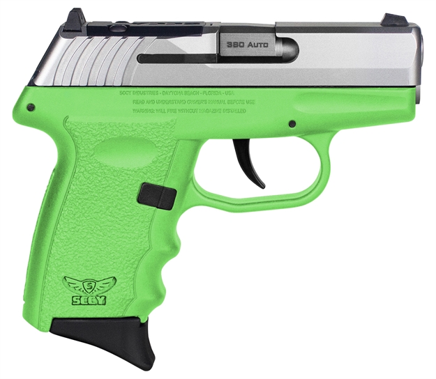 Picture of Sccy Industries Cpx3ttlgrdrg3 Cpx-3 RD 380 Acp 10+1 2.96" Lime Green Polymer/Serrated Stainless Steel Slide/Finger Grooved Lime Green Polymer Grip CPX-3TTLGRDRG3