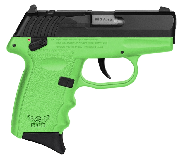 Picture of Sccy Industries Cpx4cblgrdrg3 Cpx-4 RD 380 Acp 10+1 2.96" Lime Green Polymer/Serrated Black Nitride Stainless Steel Slide/Finger Grooved Lime Green Polymer Grip CPX-4CBLGRDRG3