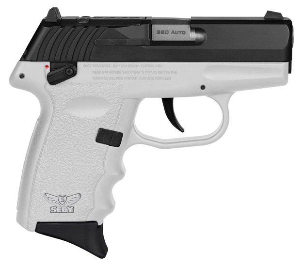 Picture of Sccy Industries Cpx4cbwtrdrg3 Cpx-4 RD 380 Acp 10+1 2.96" White Polymer/Serrated Black Nitride Stainless Steel Slide/Finger Grooved White Polymer Grip CPX-4CBWTRDRG3