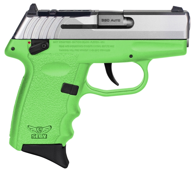 Picture of Sccy Industries Cpx4ttlgrdrg3 Cpx-4 RD 380 Acp 10+1 2.96" Lime Green Polymer/Serrated Stainless Steel Slide/Finger Grooved Lime Green Polymer Grip CPX-4TTLGRDRG3