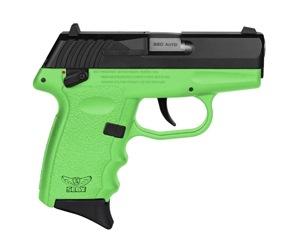 Picture of  Sccy Industries Cpx-4Cblg Cpx-4  380 Acp 10+1 2.96" Lime Green Polymer Serrated Black Nitride SS Slide Finger Grooved Lime Green Polymer Grip
