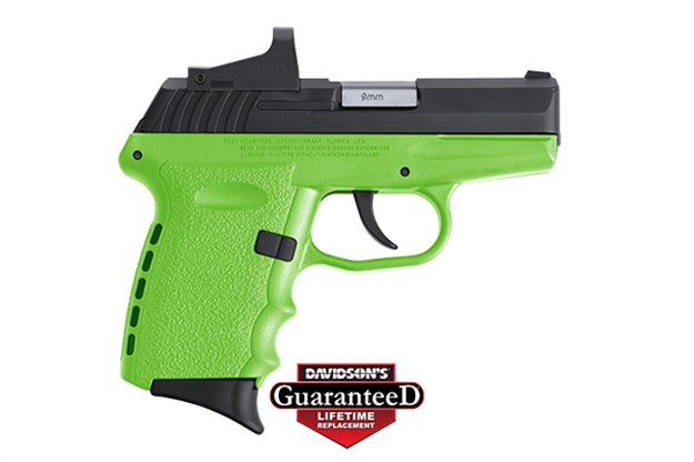 Picture of Sccy Industries Cpx-2Cblgrd Cpx-2 RD 9Mm Luger 3.10" 10+1 Black Nitride Stainless Steel Slide Lime Polymer Grip Nms Cts-1500 Red Dot