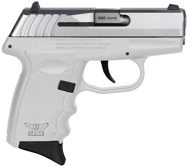 Picture of Sccy Industries Cpx-3Ttwt Cpx-3  Sub-Compact Frame 380 Acp 10+1, 3.10" Stainless Quadlock Barrel, Serrated Stainless Steel Slide, White Polymer Frame W/Finger Grooves, NO Safety, Right Hand CPX-3TTWTG3