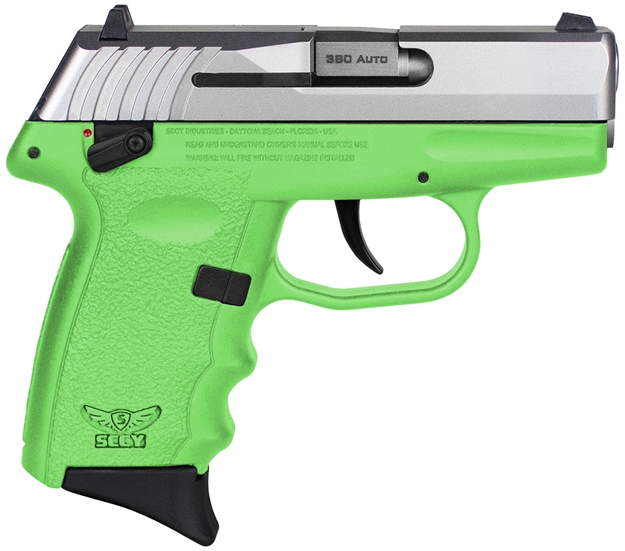 Picture of  Sccy Industries Cpx-4Ttlg Cpx-4  380 Acp 10+1 2.96" Lime Green Polymer Serrated SS Slide Finger Grooved Lime Green Polymer Grip