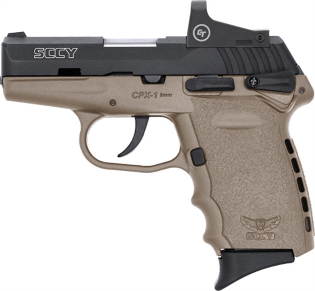 Picture of Sccy Industries Cpx1-Cb W/Red Dot Dao 9Mm 10Rd Black/Fde W/Safety