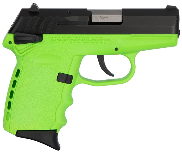 Picture of Sccy Industries Cpx1cblg Cpx-1 Carbon 9Mm Luger Double 3.10" 10+1 Lime Polymer Grip Black Stainless Steel Slide