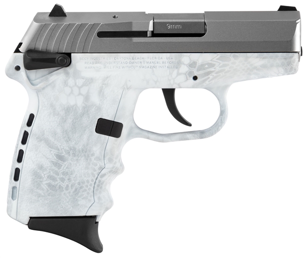 Picture of Sccy Industries Cpx1ttky Cpx-1 Carbon 9Mm Luger Double 3.10" 10+1 Kryptek Yeti Grip Stainless Steel Slide