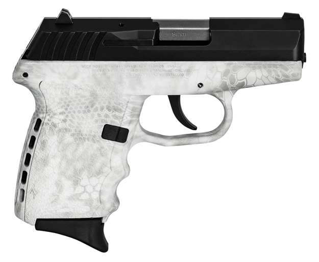 Picture of Sccy Industries Cpx2cbky Cpx-2 Carbon 9Mm Luger Double 3.10" 10+1 Kryptek Yeti Grip Black Stainless Steel Slide