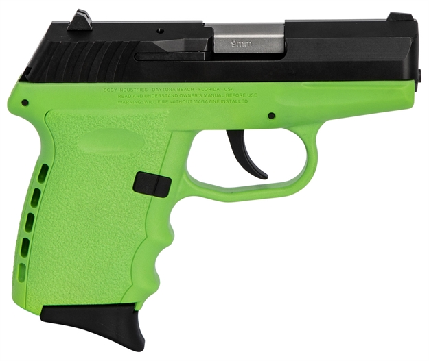 Picture of Sccy Industries Cpx2cblg Cpx-2 Carbon 9Mm Luger Double 3.10" 10+1 Lime Polymer Grip Black Stainless Steel Slide